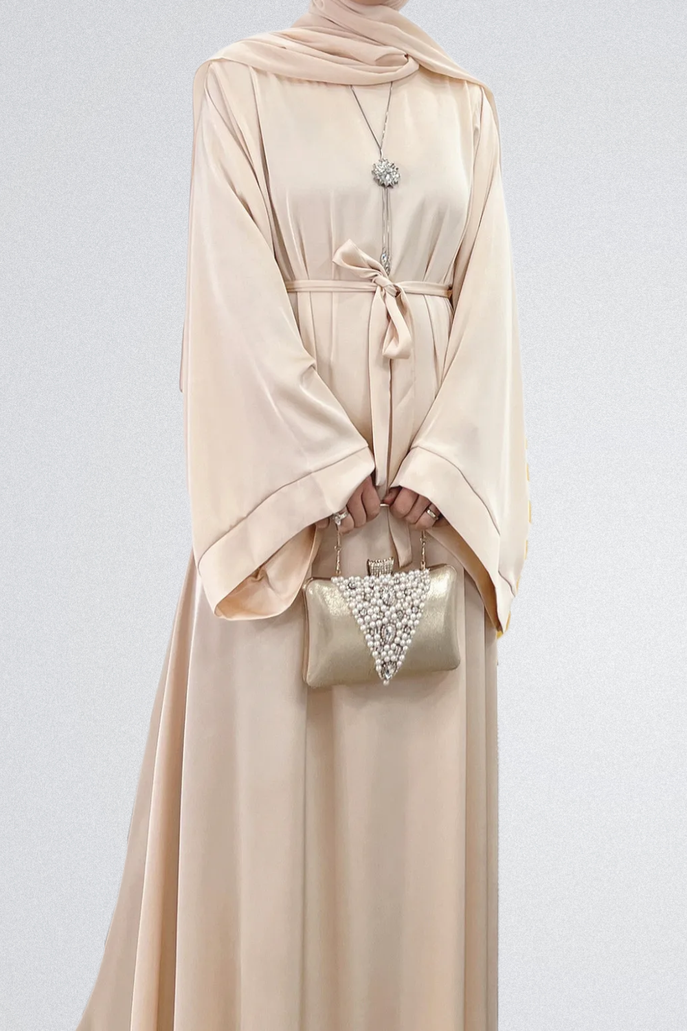 Abaya Satin Beige